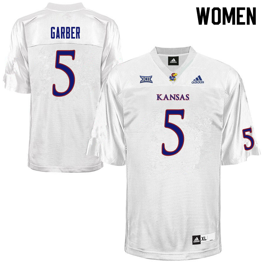 Women #5 Gabe Garber Kansas Jayhawks College Football Jerseys Sale-White - Click Image to Close